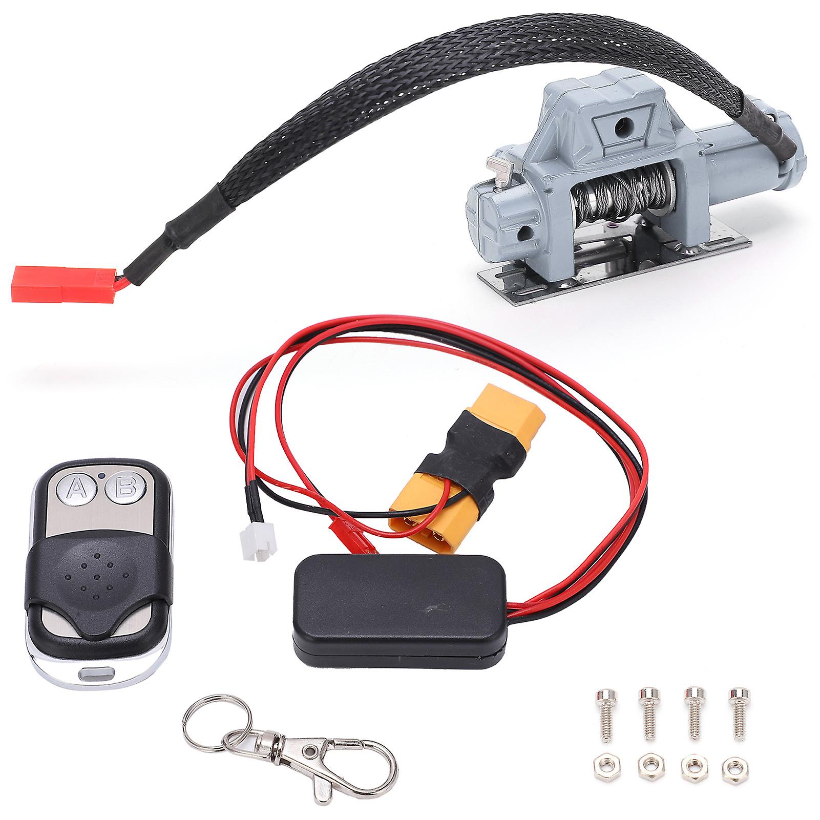 RC Automatic Winch and Wireless Remote Controller Receiver Simulation for Axial SCX10 1/10 RC CarGray