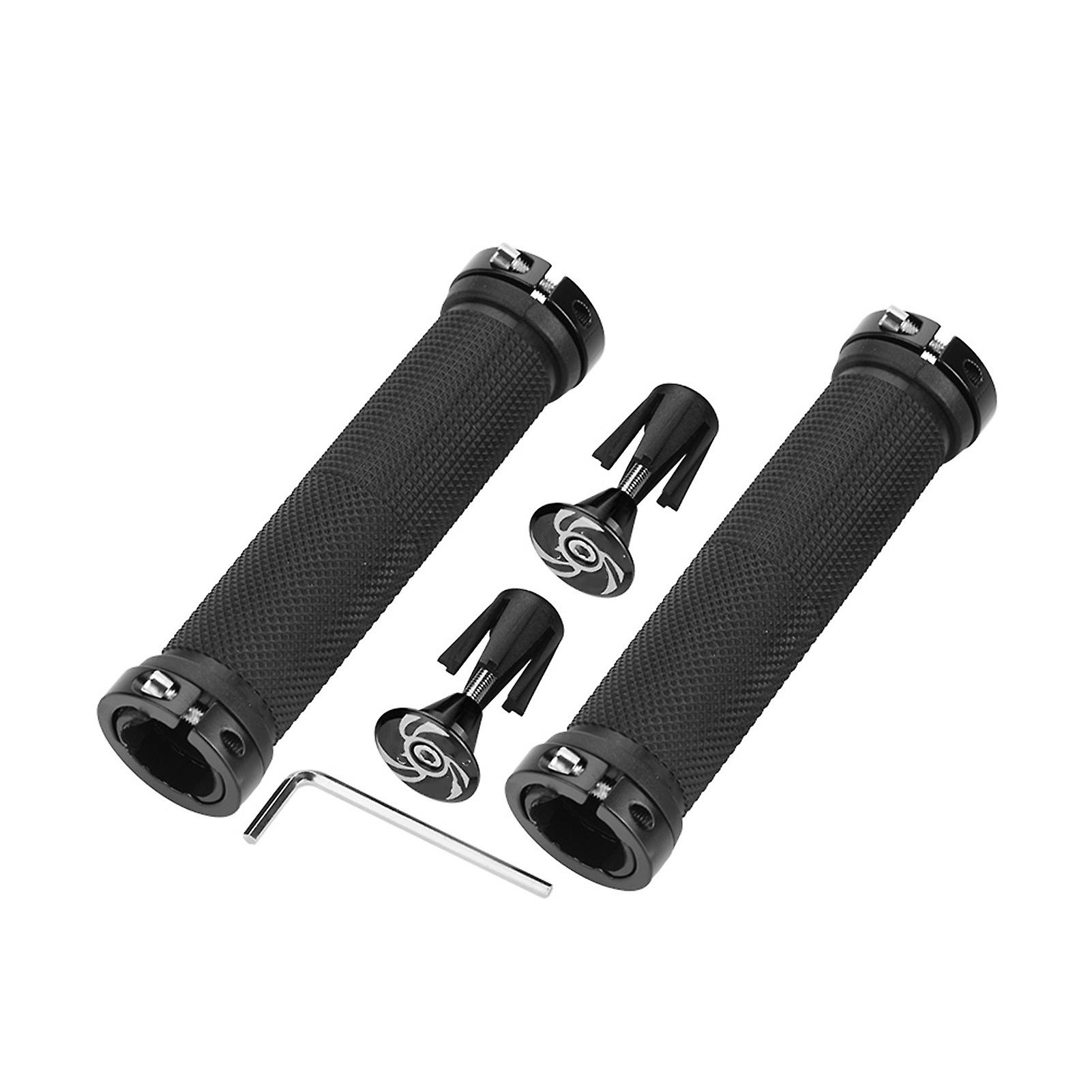 Pair of Lock-On Bicycle Handlebar Grips (Black)