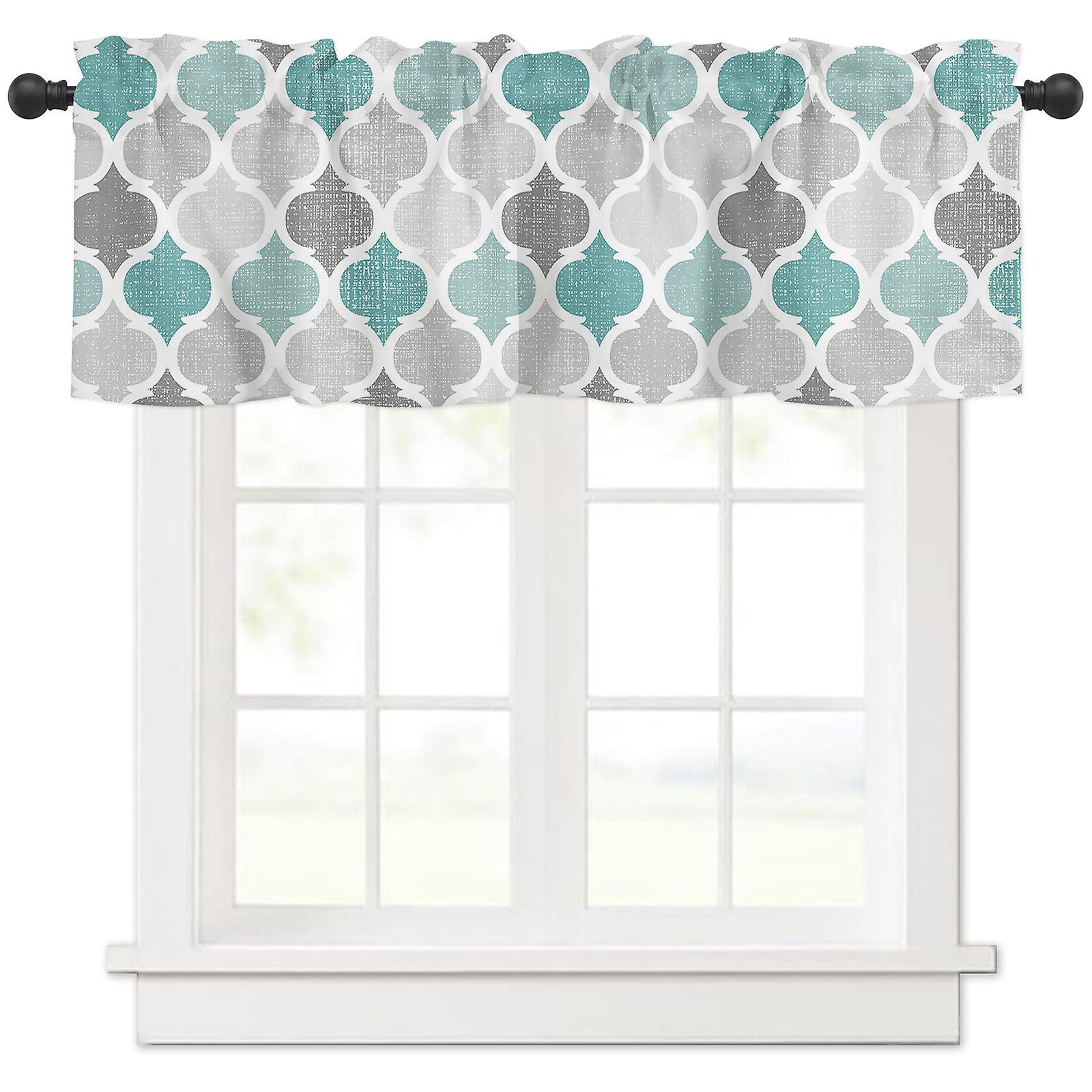 Window Top Curtain Fashion Printing Light Blocking Valance Short Curtain for Home Use 137x45cm