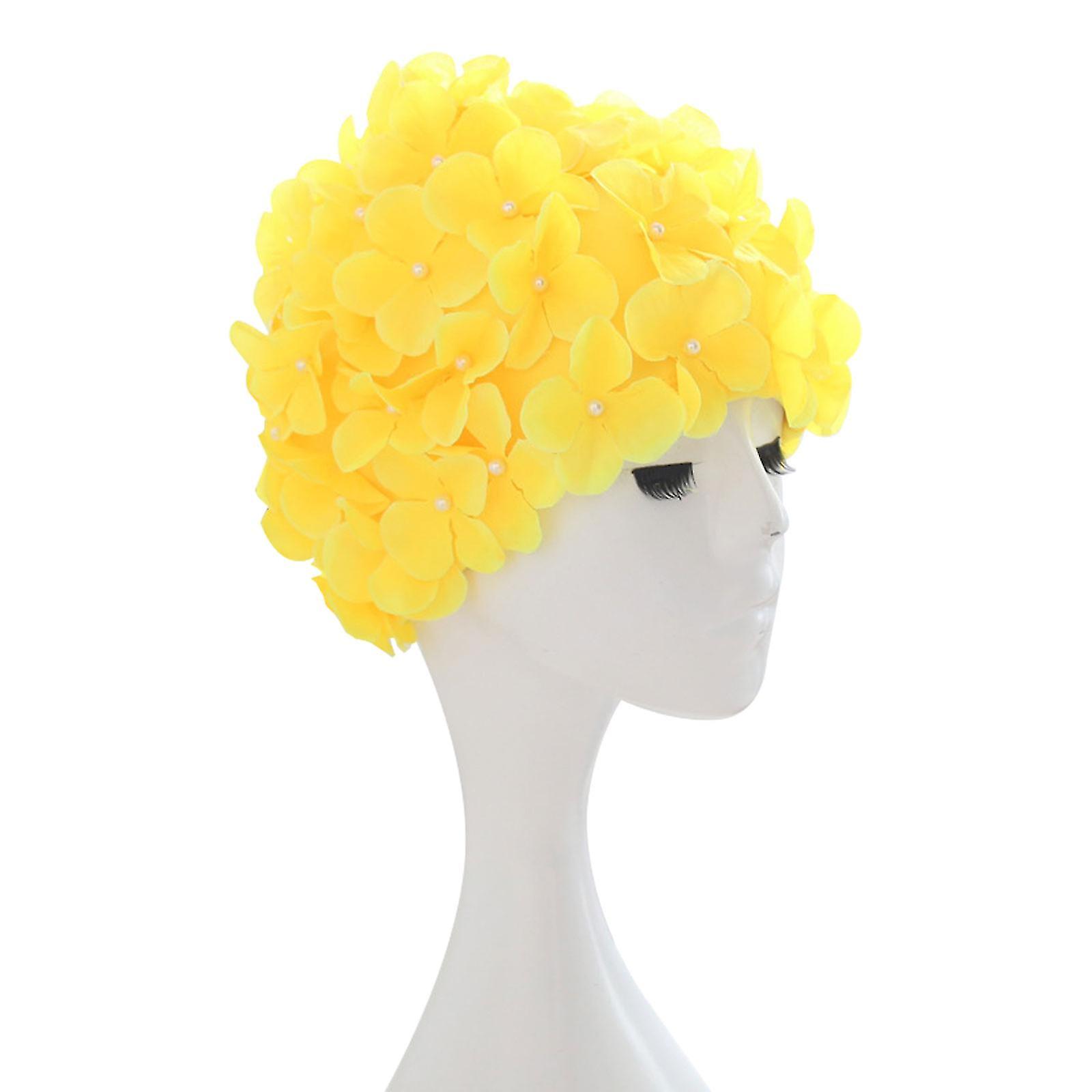 Damen Frau Blumen Badekappe Bltenblatt Retro Schwimmhut Blume Badekappe Vintage