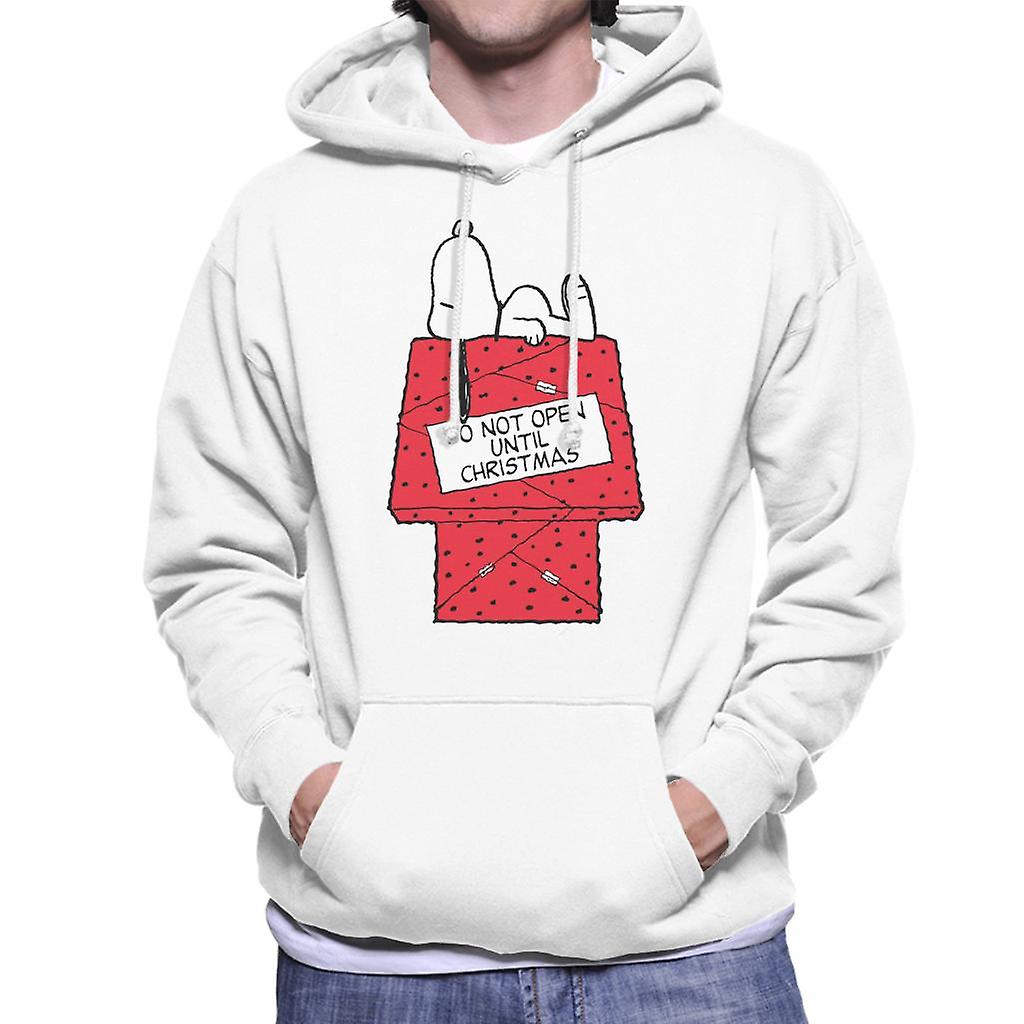 Peanuts Snoopy Do Not Open Until Christmas Day Men's Hooded Sweatshirt