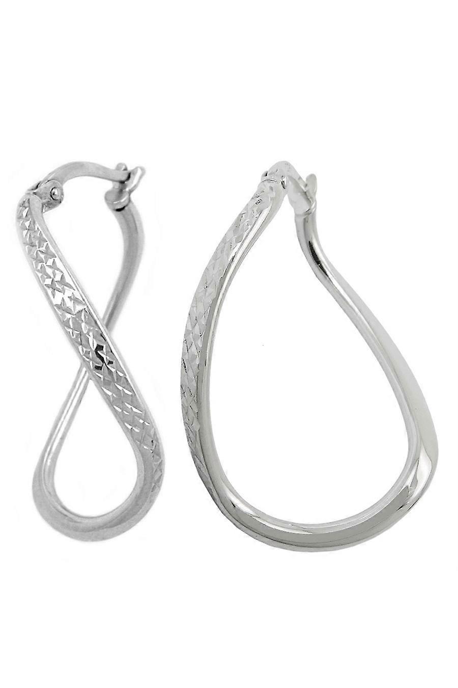 Hoop Earrings Oval & Twisted Silver 925 - Gl93300