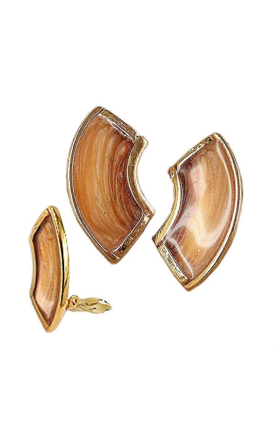 Clip-on Earring Brown Gold Enamelled - Gl06769
