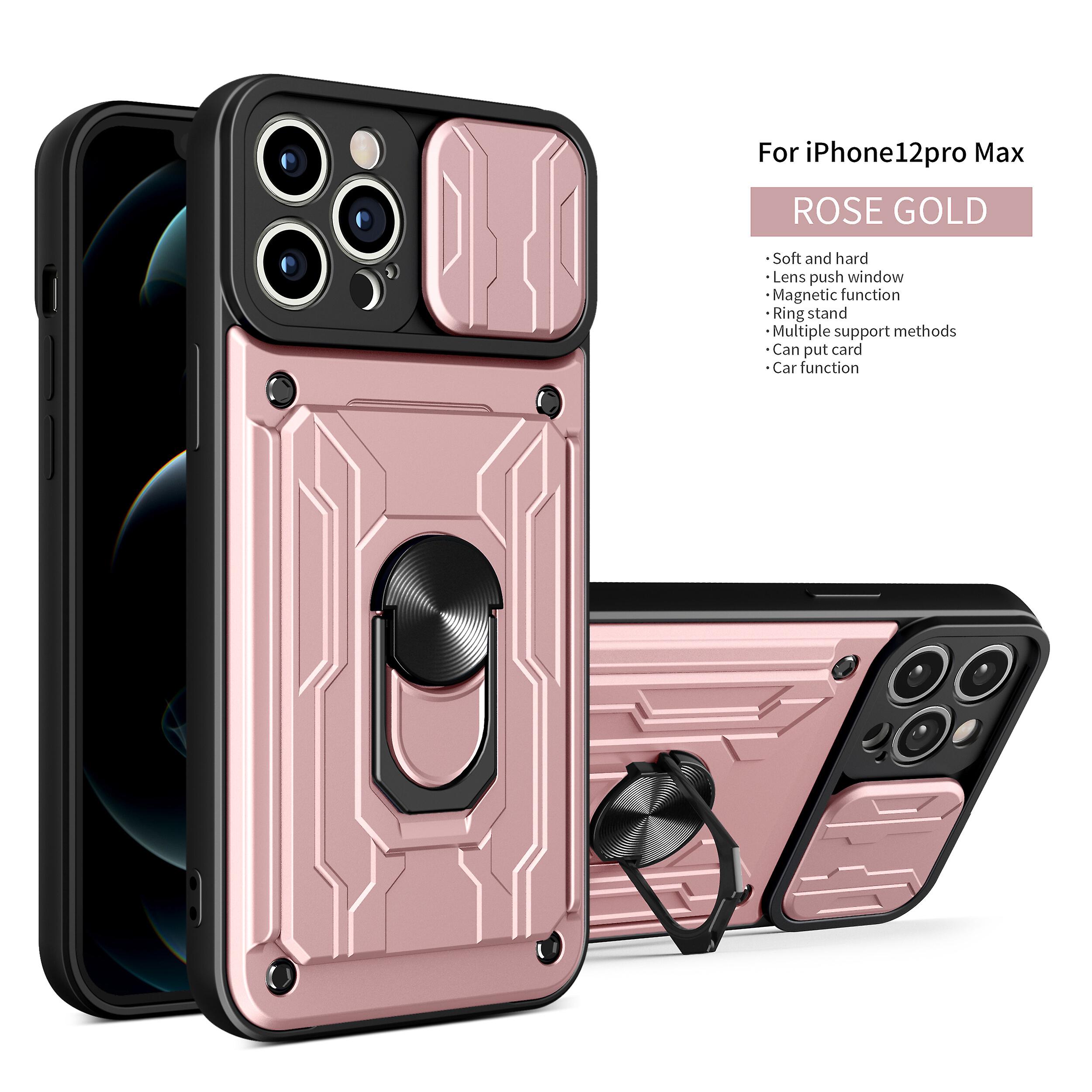 Magnetic Phone case For iPhone 12 Pro Max Slide Camera Lens Protection and Built in 360 Rotatable Ring Holder