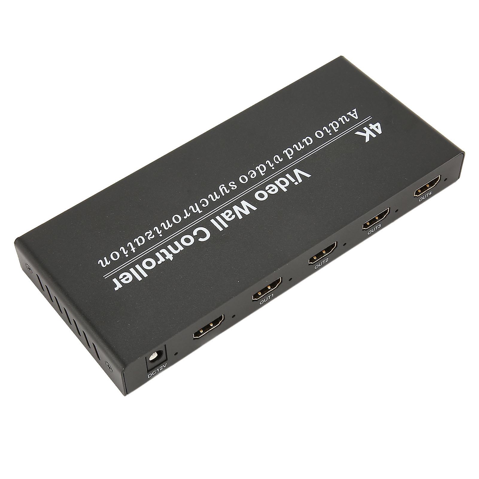 Video Wall Controller 4K 30Hz Input 1 in 4 Out 9 Modes HD Multimedia Interface Video Wall Processor with Remote 100?240V EU Plug