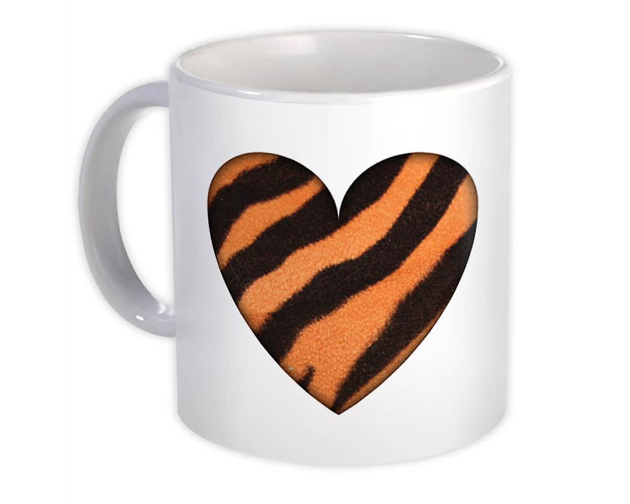Gift Mug: Tiger Animal Print Heart Pattern