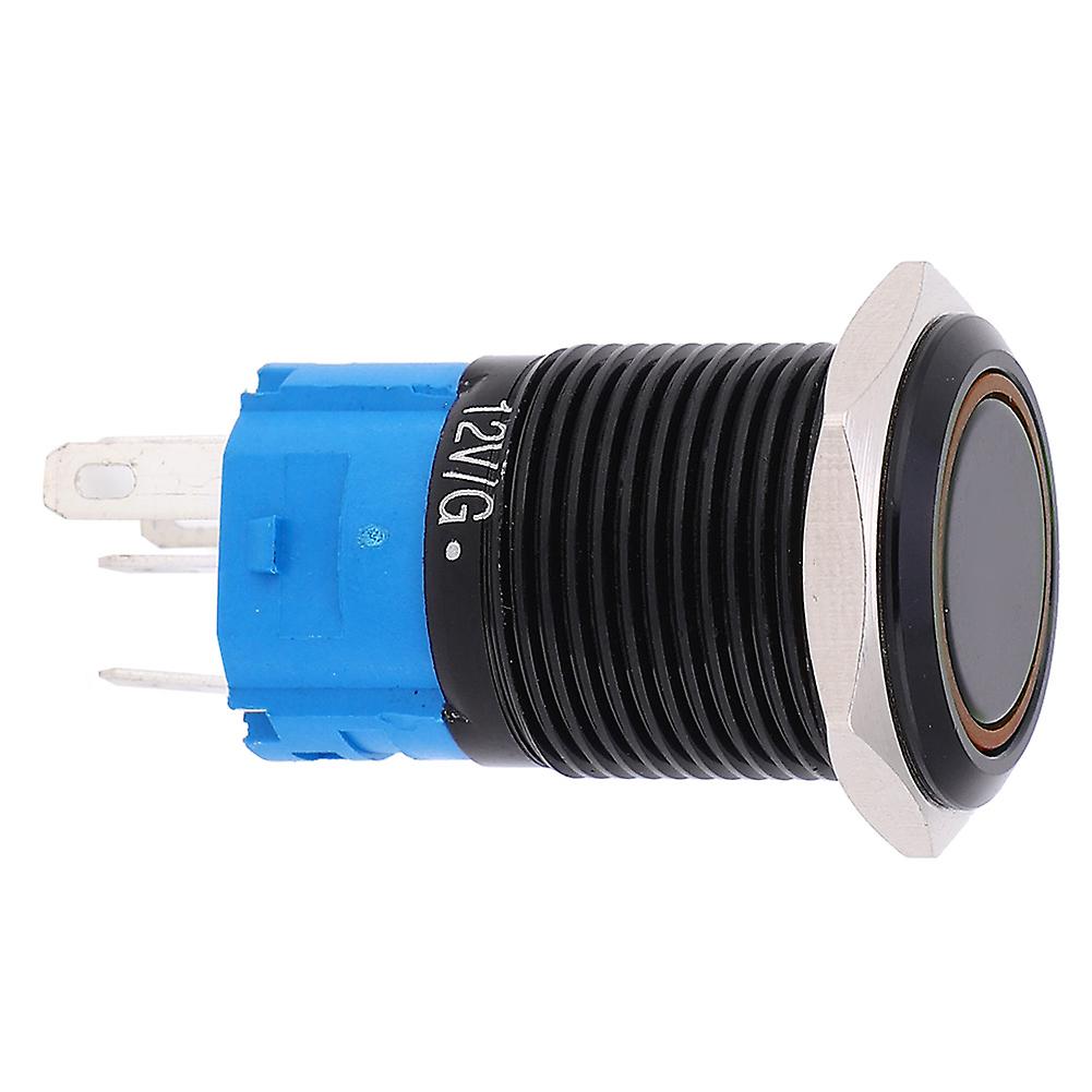 2PCS Waterproof Push Button Switch 5 Pin 1NO1NC Self-locking Button Switch with LightYellow