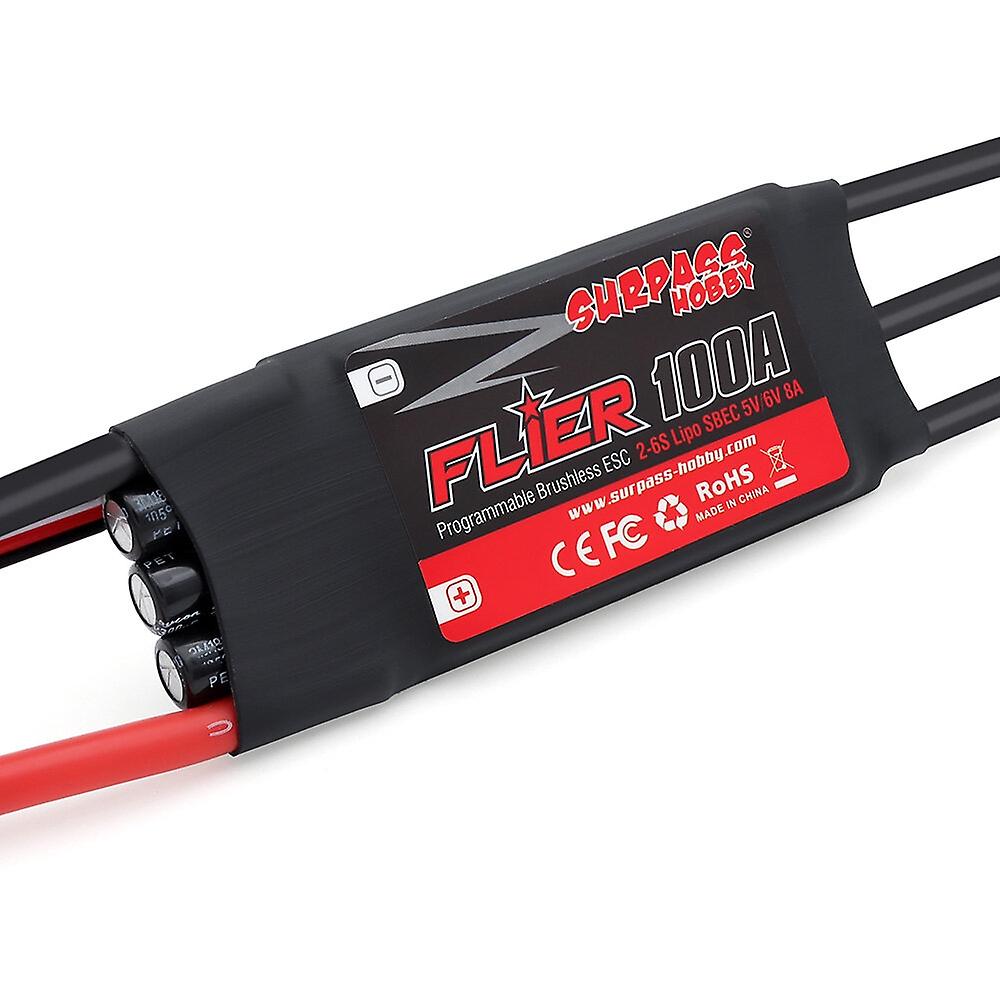 SURPASSHOBBY FLIER Series New 32bit 100A Brushless ESC With 5V/6V 8A SBEC 26S Support Programming fo