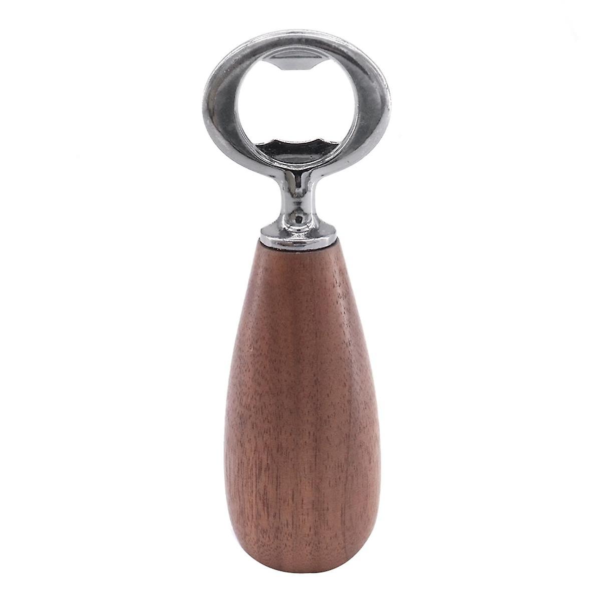 Ölflasköppnare med trähandtag, dryckeskapslock ölflasköppnare köksredskap mörk träfärg