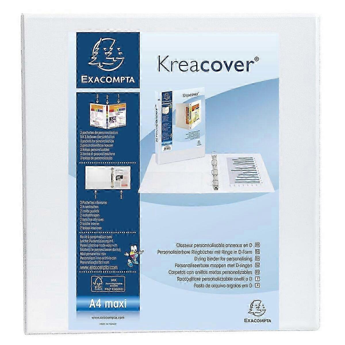 Ring binder Exacompta Kreacover White A4+ Customisable (10 Units)