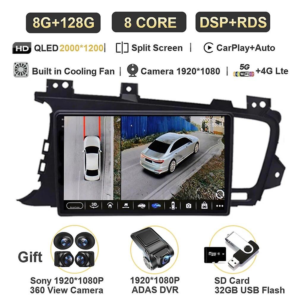 9" Car Radio Carplay Android 13 For Kia K5 Optima 2011-2015 Multimidia Video Player Navigation Qled Wifi 4g Auto 2din Head Unit