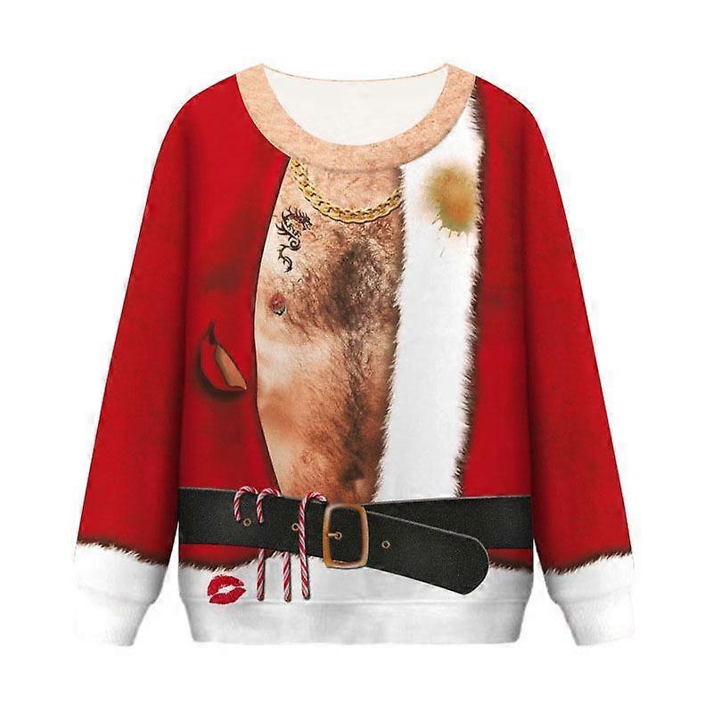 Unisex 3d Print Funny Santa Claus Sweater Round Neck Christmas