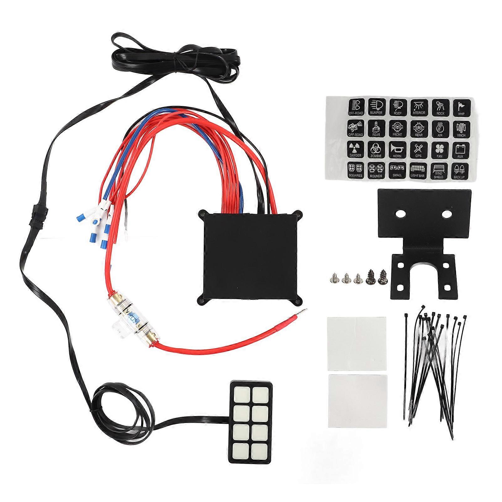 8 Gang Switch Panel Automatic Dimmable Circuit Power Control Relay System Button Pod Touch Switch Panel Box for Truck ATV UTV Boat RV E2U011