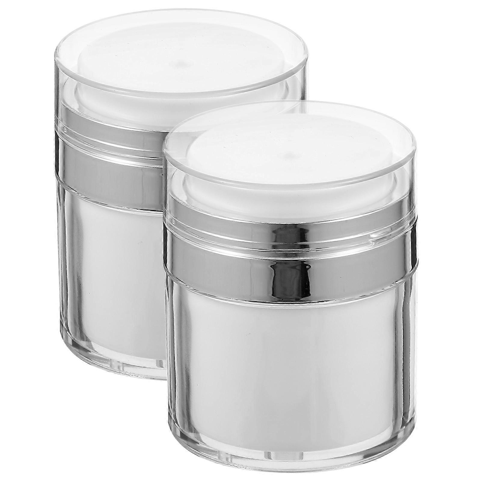 2 Pcs Travel Size Lotion Makeup Sample Bottles Travel Cream Container Push Pump Dispenser Round Powder Container