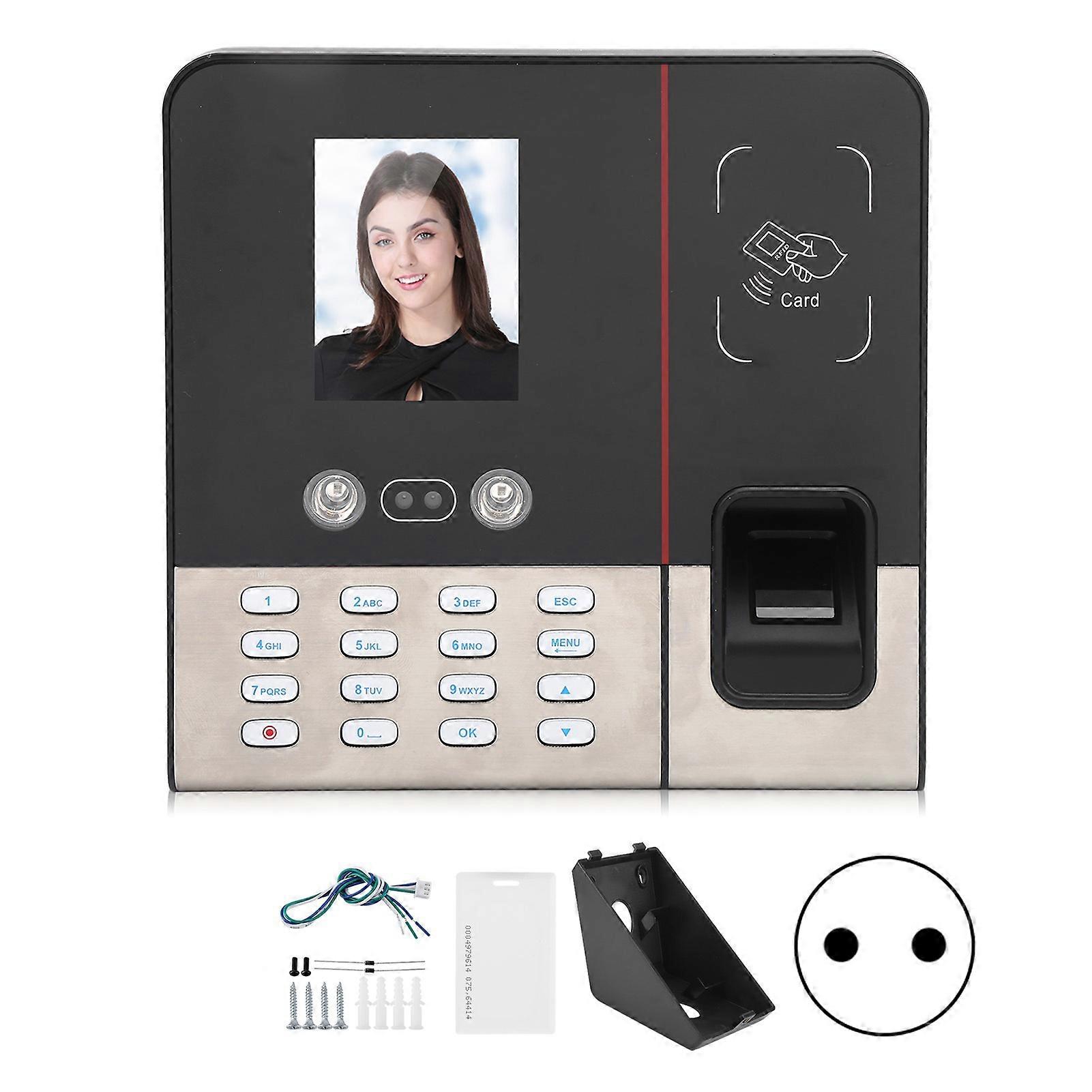 2,8-Zoll-TCP/IP-Zeiterfassung Gesicht Fingerabdruck Passwort ID-Kartenerkennung Access Controller 100-240VEU-Stecker