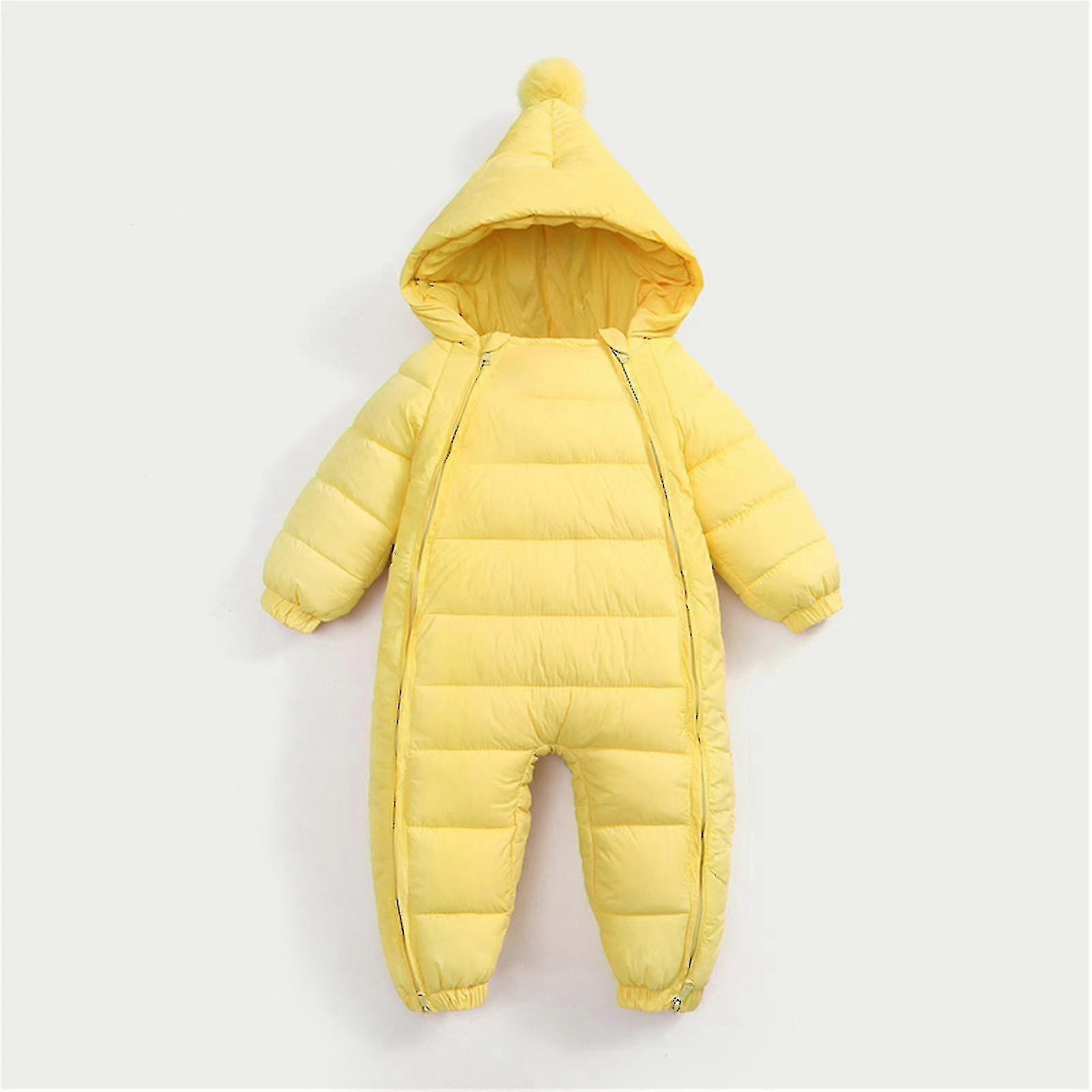 Huvjacka Jacka Småbarn Pojkar Flickor Långärmad Enfärgad Vinterrock Jacka Tjock Vindtät Varm Jumpsuit 5t Klänning Kappa Pojkar