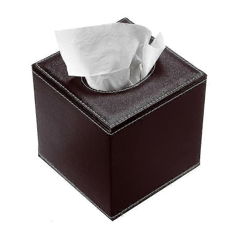 Barsinfi Pu Leather Tissue Box Holder, Square Pumping Paper Case With Bottom