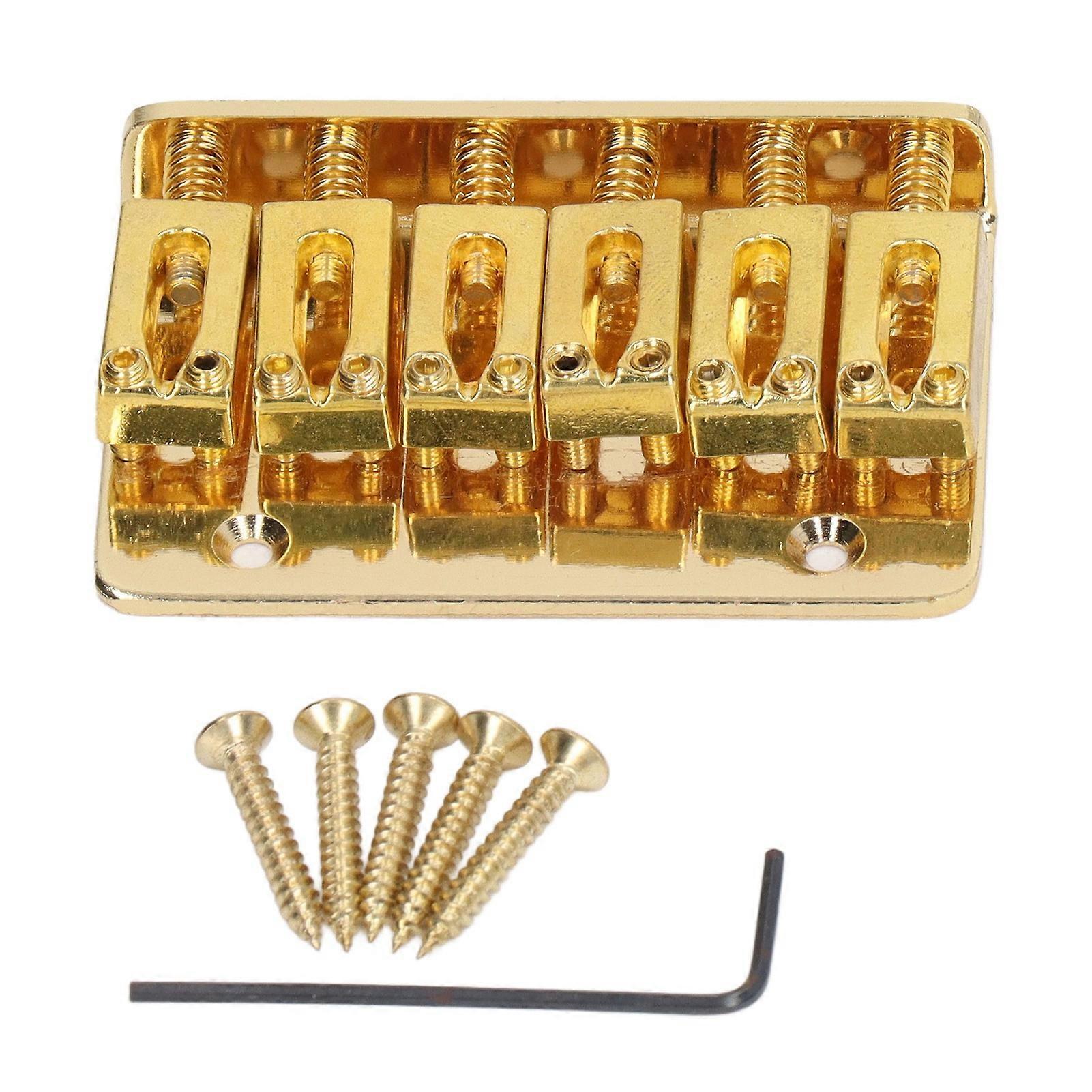 6 String Guitar Fixed Saddle Bridge Hardtail Top Loader Iron Electric Guitar Saddle Bridge Replacement Gold