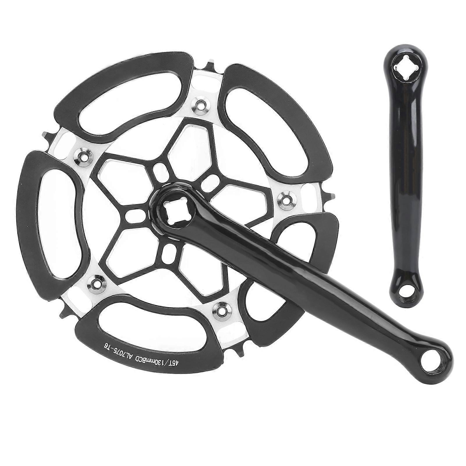 45T Bike Crankset Crank Arm Aluminium Alloy Single Speed Crank Arm Chainwheel Accessory Black