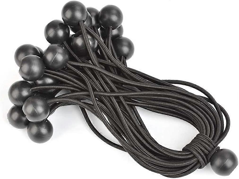 Elastic Bungee Cord For Tarp,20 Pieces Bungees Ball Tie Down Strap For Tents Bungees Cord Tie Down Cord For Banner Marquees Gazebos Tent Black