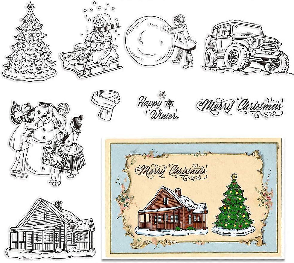 1Sheet Christmas Tree Silicone Clear Stamp