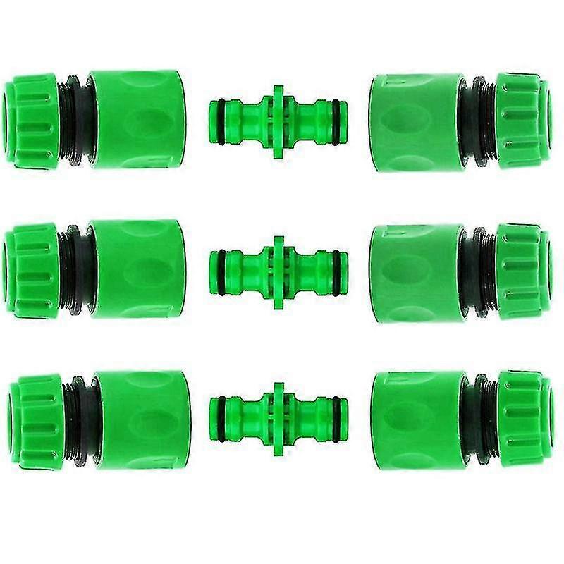 Garden Hose Faucet Coupling Hose Coupling Kit For Outdoor Faucet Connection Hose, Plastic Coupling Contains 6 1/2" Quick Couplings, 3 Straight Couplin