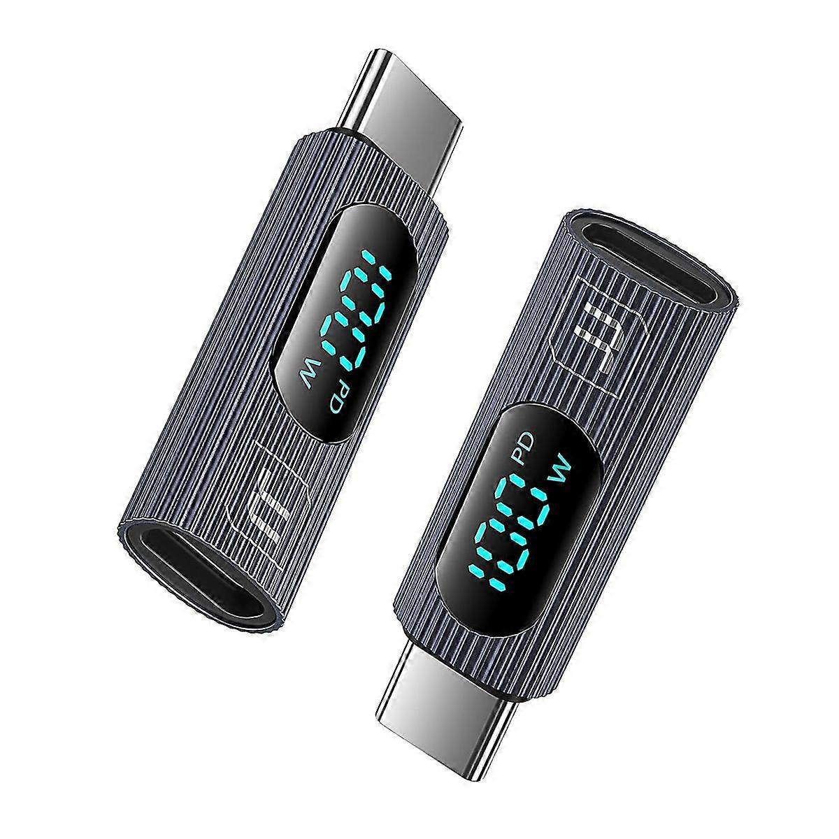 2PCS USB C Adapter,100W USB C Female to USB C Male Extension Adapter Type C Power Meter Tester with