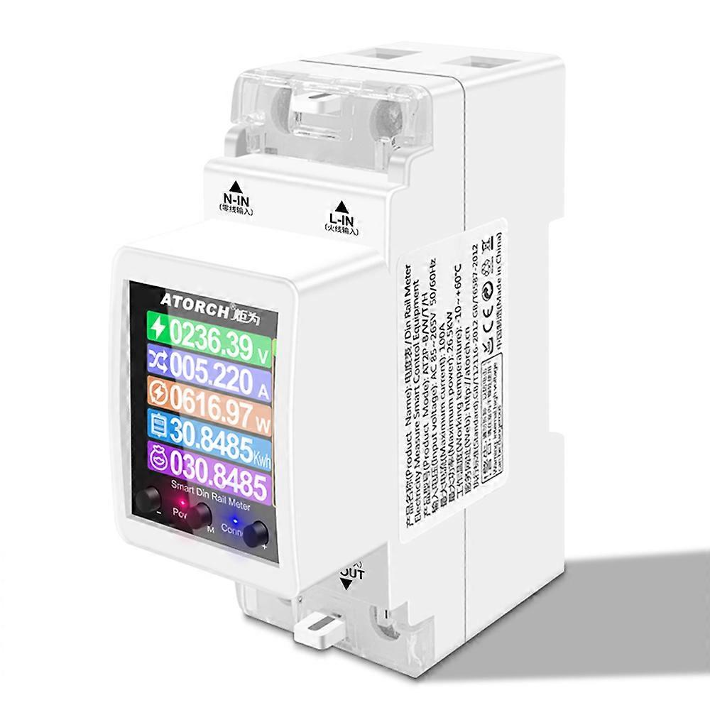 Intelligent Single-phase Tuya Wifi Electricity Meter Digital Display 3 Electric Tariff Modes 35mm Guide Rail Installation Smartphone APP Remotely Cont