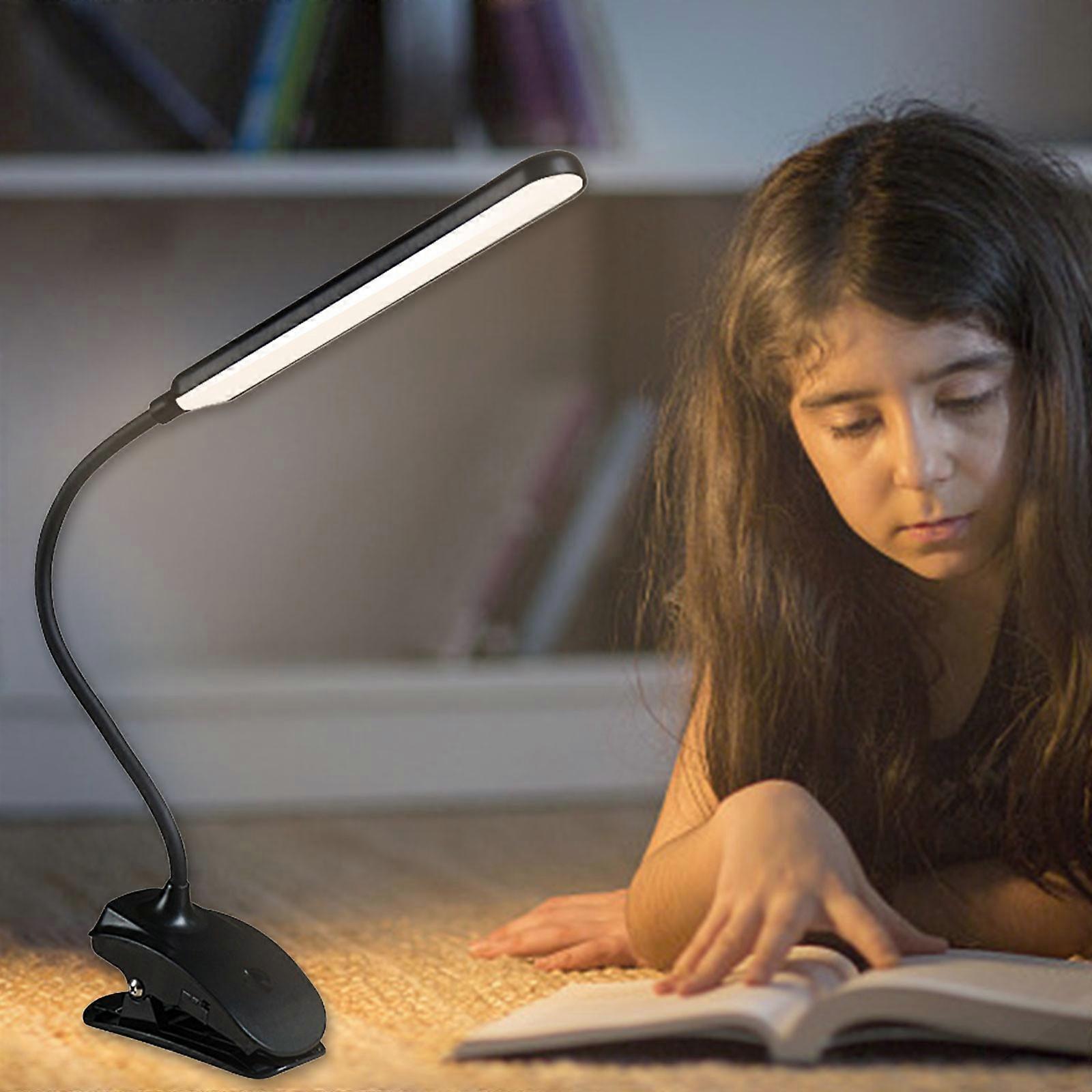 Clip Light Reading Light, USB Desk Lamp, 3 Color Modes, Eye Protection, Book Clip Light, 360 Flexible Gooseneck Clip Light