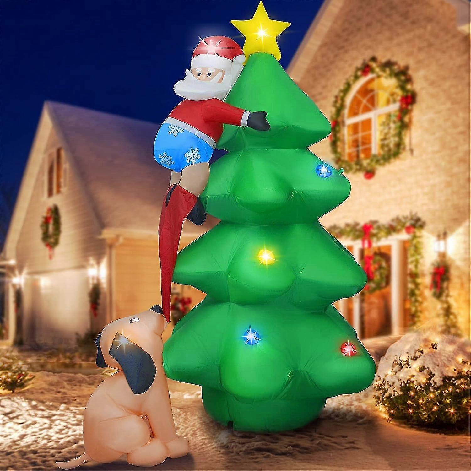 Balabela 6ftクリスマスインフレータブル爆破装飾、サンタクロースと犬が付いている膨脹可能なクリスマスツリー、自己の膨脹可能なクリスマスの装飾