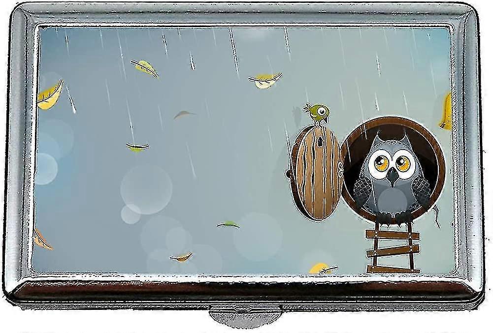 Zigarettenetui / Box, Eule Emag Ws Herbsteule, Edelstahl