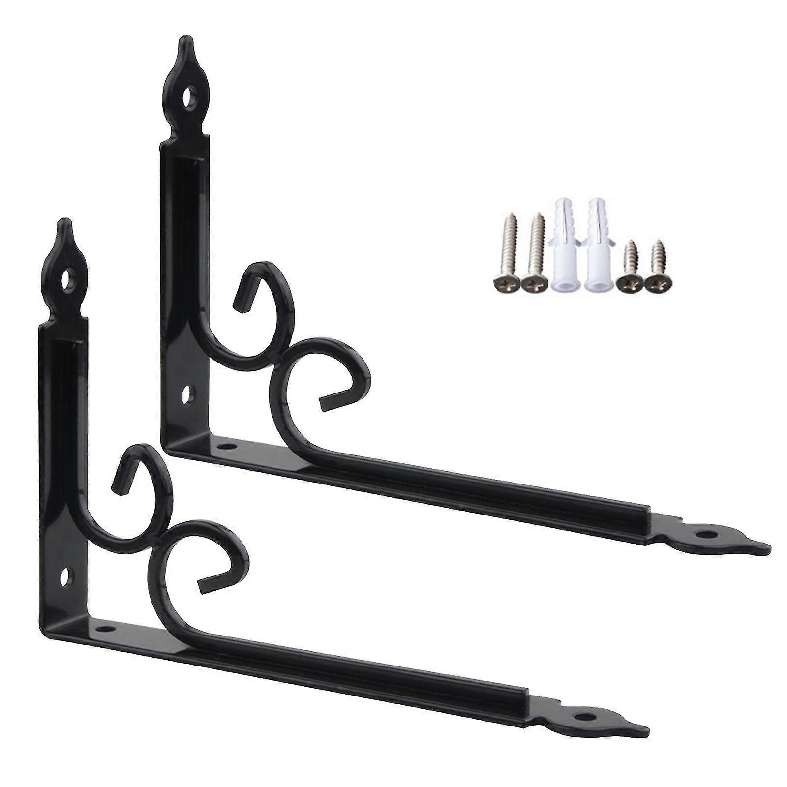 2 Pieces Right Angle Wall Mounted Brackets Metal Triangular Shelf Support