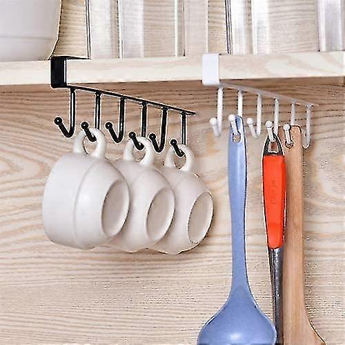 Hooks Rack, Multi-function 6 Hook Under Shelf Mugs Cups Wine Glasses Storage Drying Holder Rack, Cabinet Hanging Organizer Rack For Ties And Belts, 2