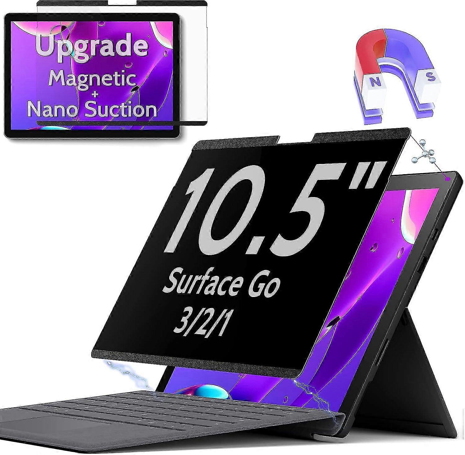 10.5 Inch Magnetic Privacy Screen Compatible With Surface Go 3/2/1, Removable Anti Blue Light Glare Filter, Black Security Private Apy Block Protector
