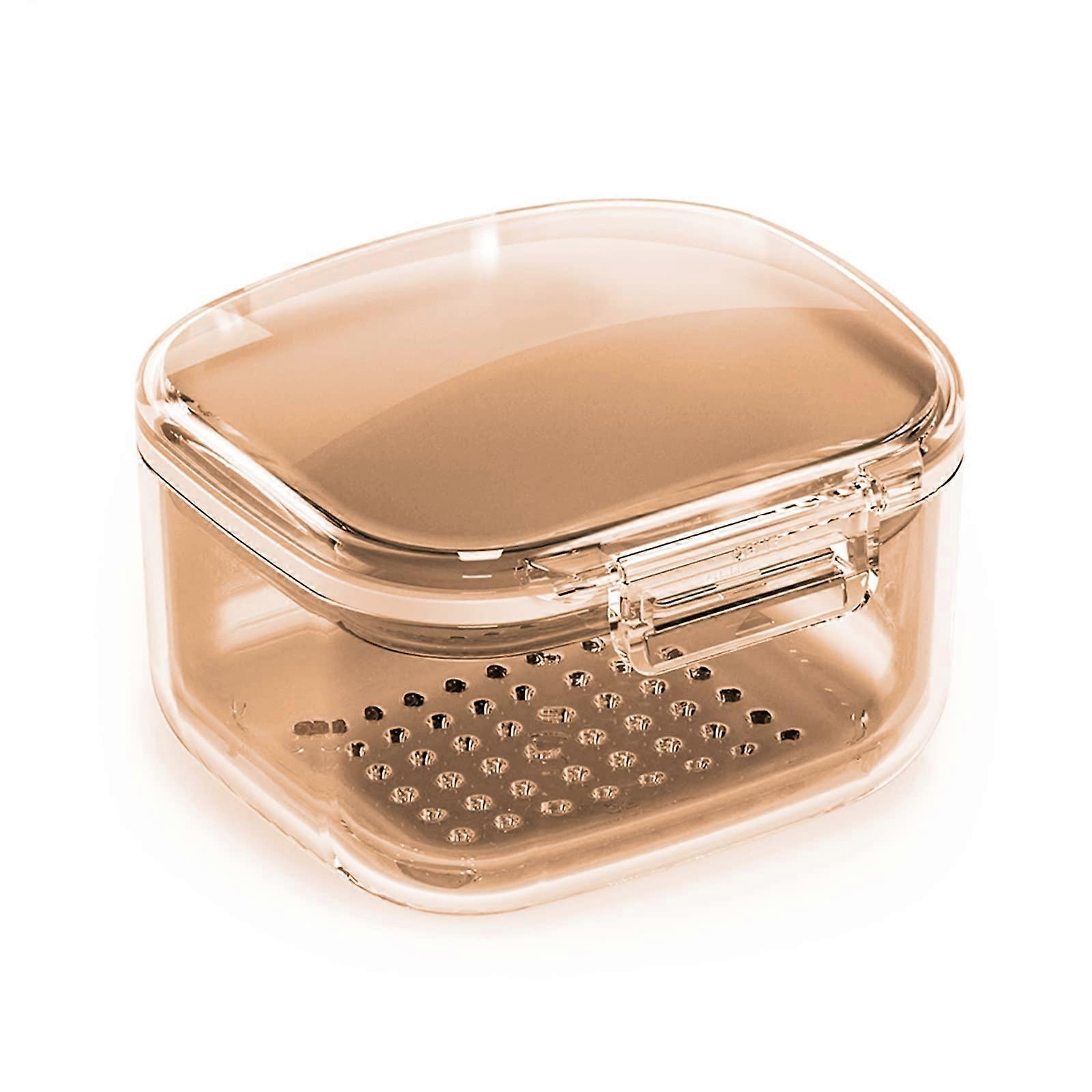 Retainer Cleaning Case Denture Bath Box with Basket,Storage Tray and Small Brush,Braces Removal Tool,Soft Orthodontic Chewie for Aligner,Mouth Night G