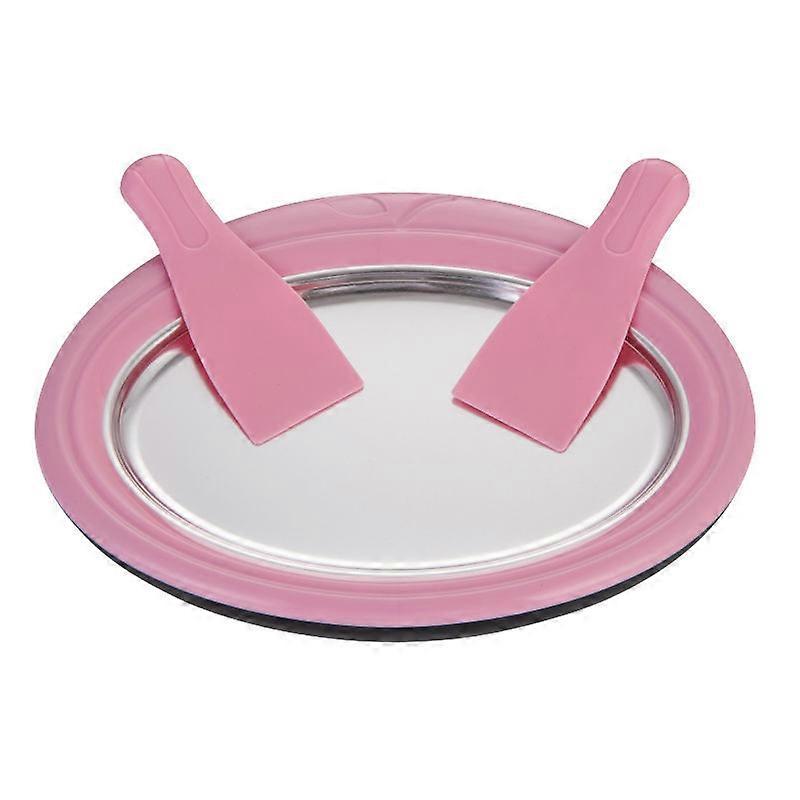 Mini Fried Ice Cream Maker, Home Rolled Ice Cream Maker 2 Spatulas, DIY Fried Frozen Yogurt for Kids (Color: Pink)