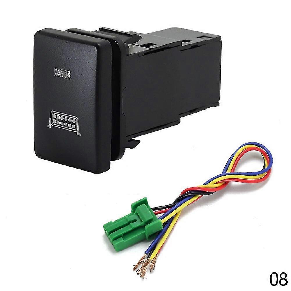 Green Car LED DRL Power Rearview Mirror Folding Button Front Rear Differential Lock Switch for Toyota Camry Prius Corolla Prado