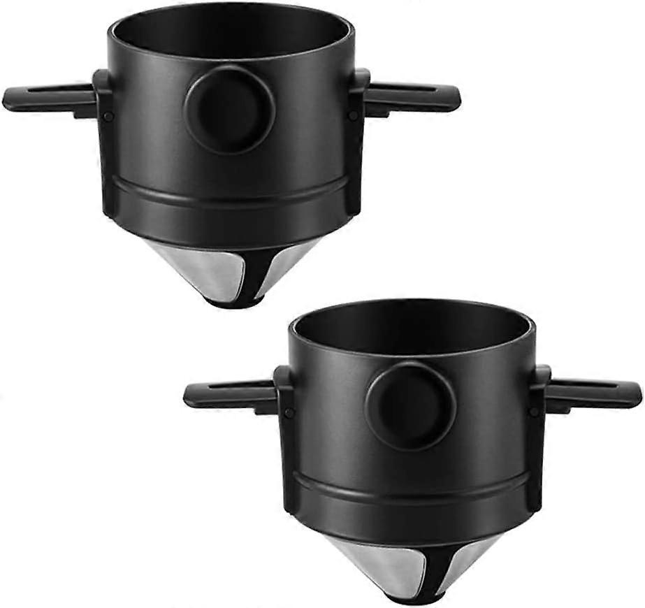 Pour Over Coffee Dripper, 2pc Stainless Steel Resin Coffee Maker Filters, Paperless Coffee Filter Cone with Collapsible Resin Holders