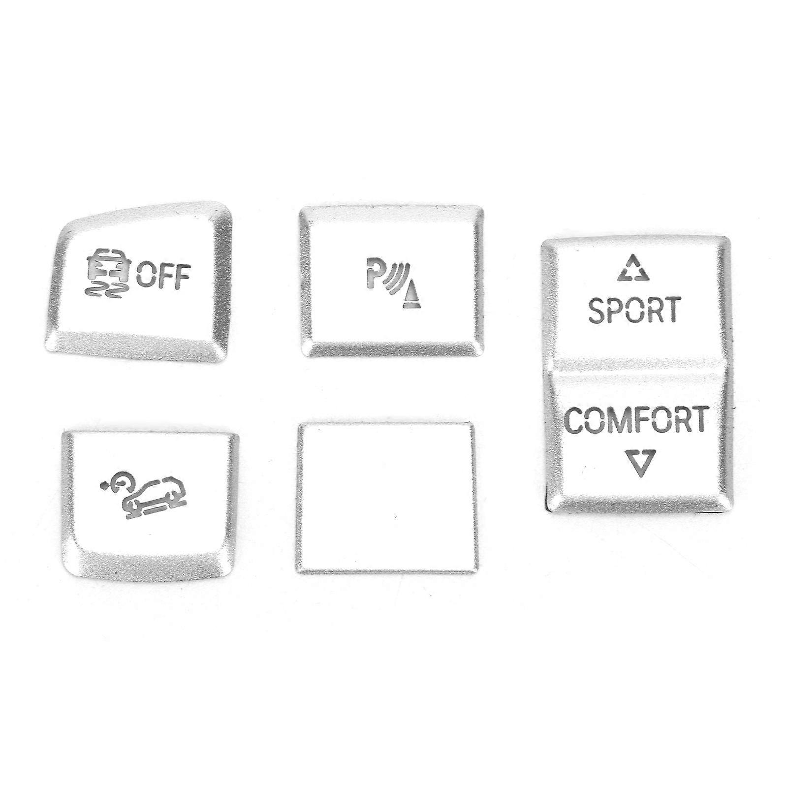 5pcs Driving Mode Button Trims Decoration Sticker Silver Replacement for X5 X6 2014-2018