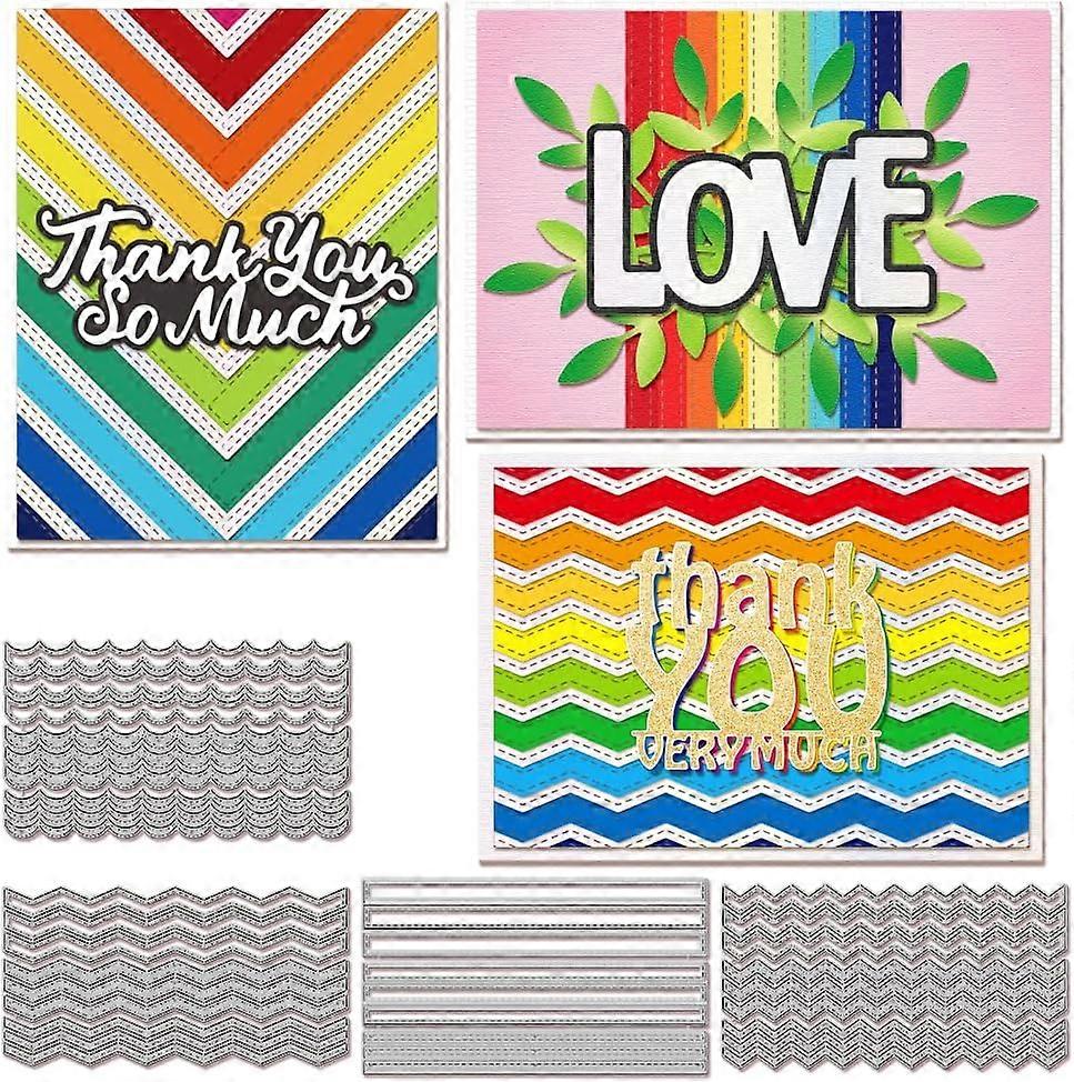 Rectangular Strips Cutting Dies for Card Making Metal Lace Border Wave Die Cuts Cutting Dies Templates for Scrapbooking Journal Embossing Paper Craft 