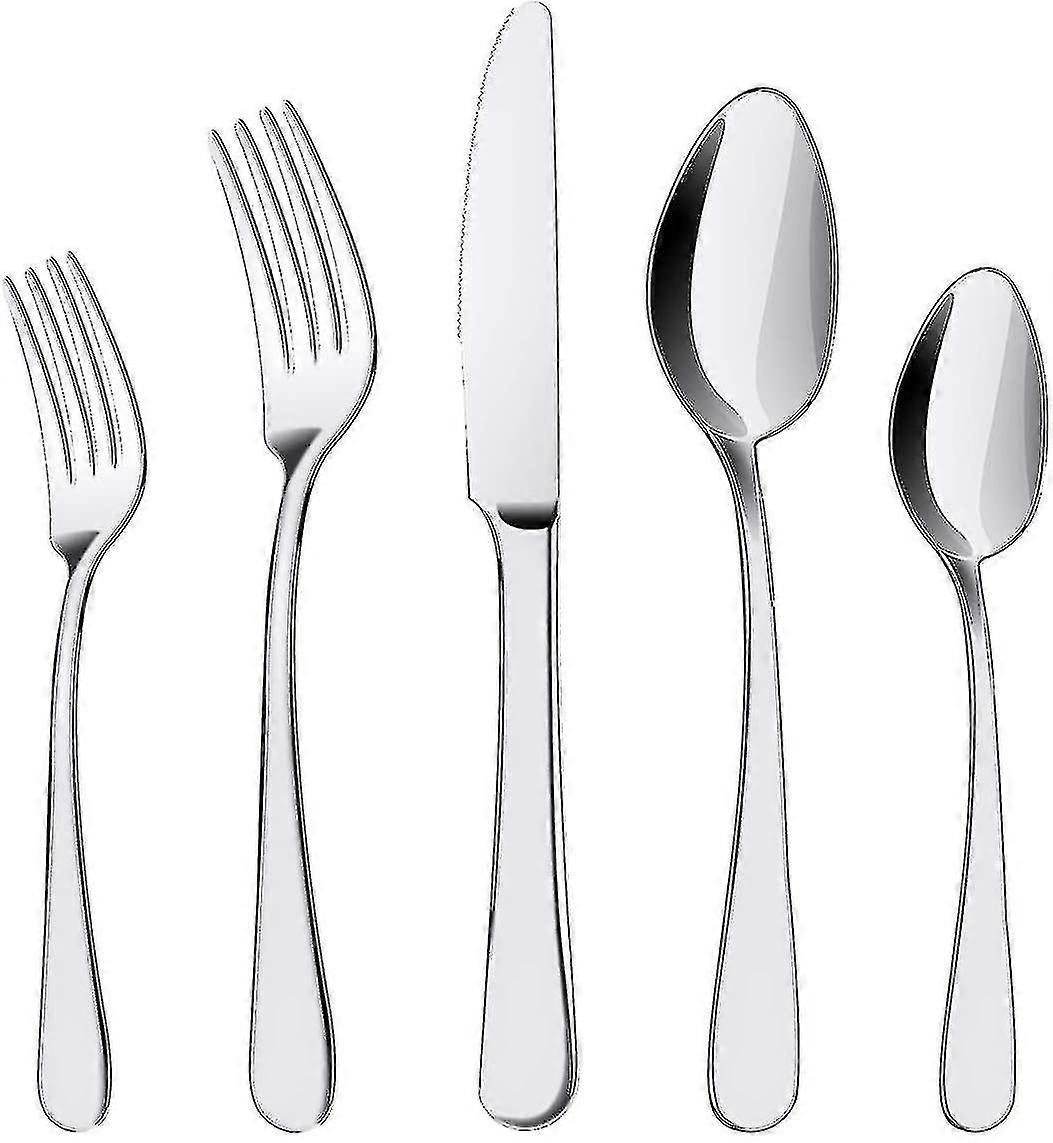 Silverware Set, 5pcs Stainless Steel Flatware Cutlery Set, Include Knife Fork Spoon