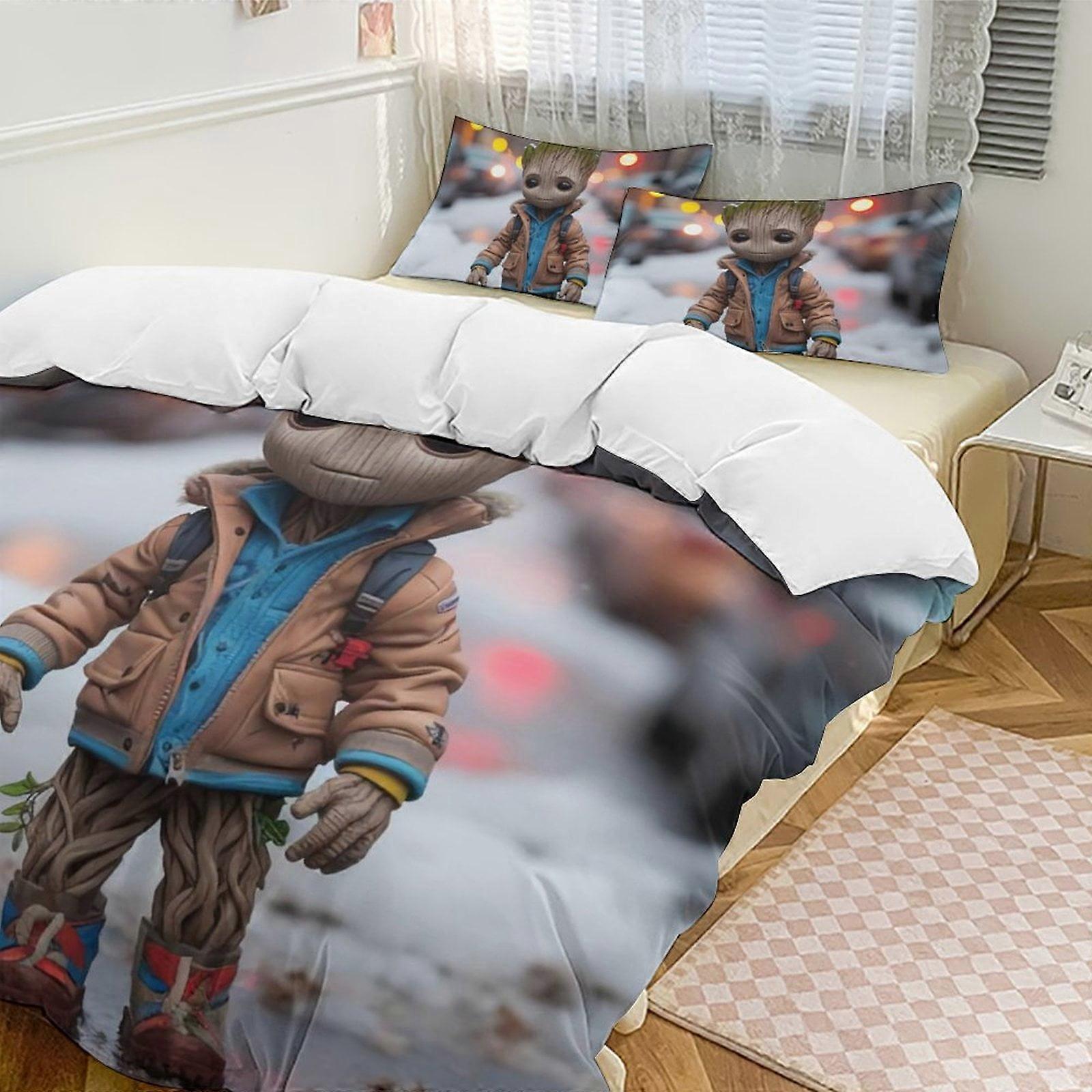 v3816  Bed Sheets Bedding GrootCartoon Collection 3-Piece Comforter Set, Personalized Bedding Decor for Kids And Teens  Bed Sheets  yuq3816