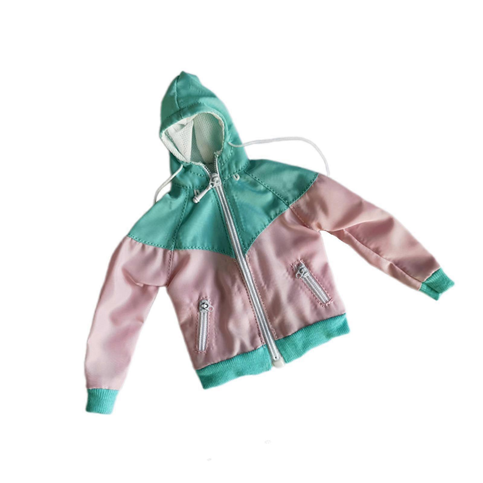 1:6 Scale Figure Clothes Zip up Hoodies Jacket Mini for 12inch Action Figure pink and green