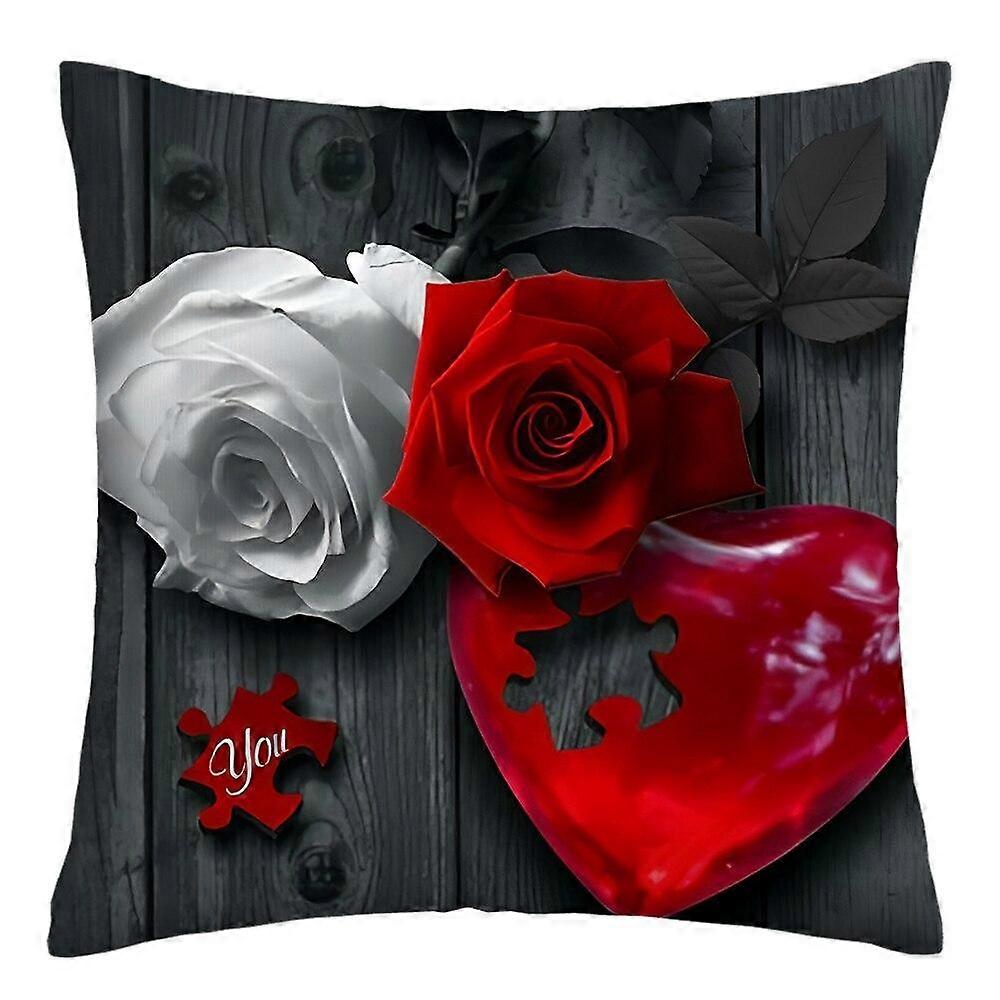 Rose Flower Print Polyester Pillowcase Design 639