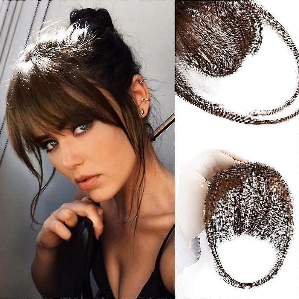 clip in bangs hair extensions reddish brown clip on fringe bangs with nice net natural flat neat bangs with temples for women one piece hairpiece (air