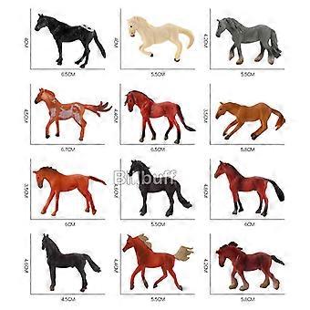 12pcs Simulation Animals Horse Model Foal Horse Dark Horse Maxima Action Figures Cognition Early Education toys for Children Gif