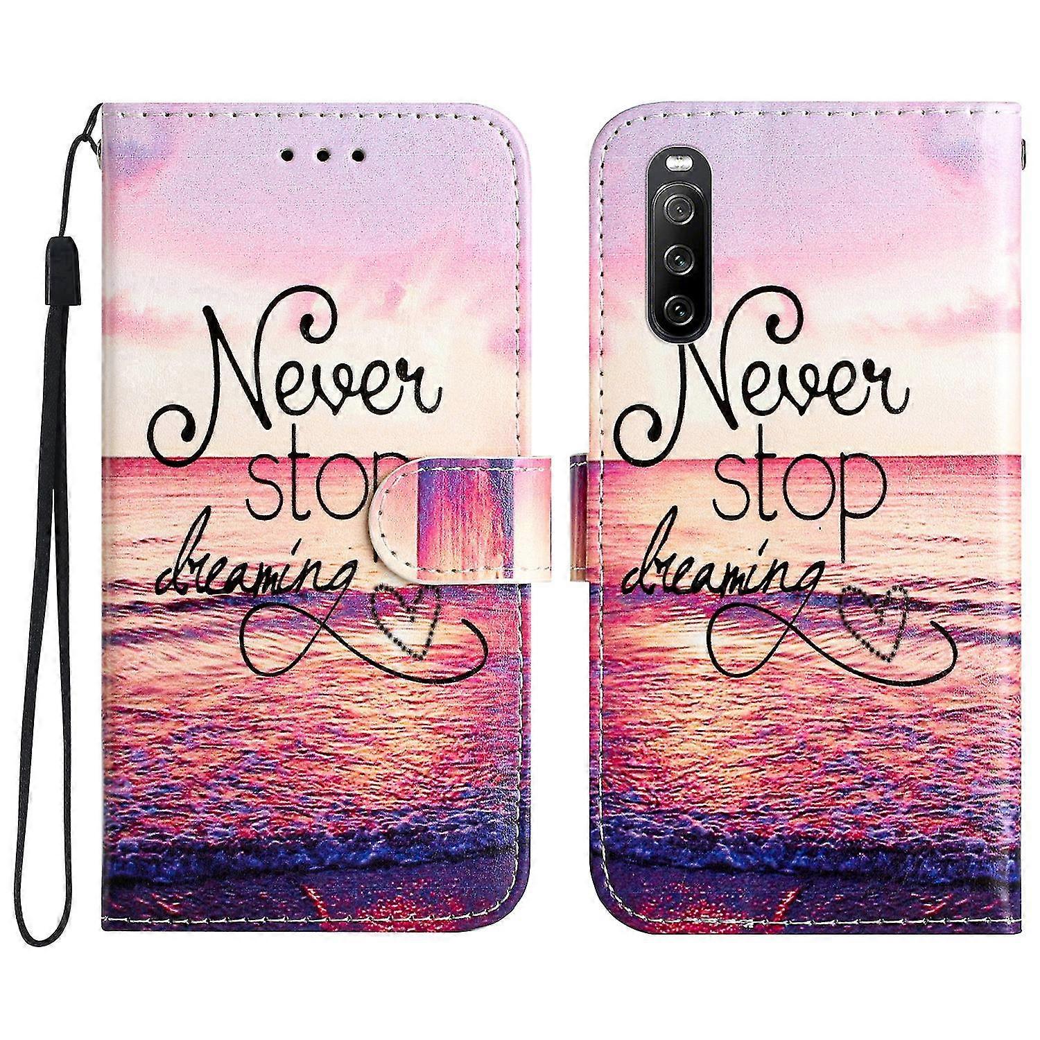 Compatible With Sony Xperia 10 V Pu Leather Case Pattern Printing Stand Protective Wallet Phone Cover With Strap