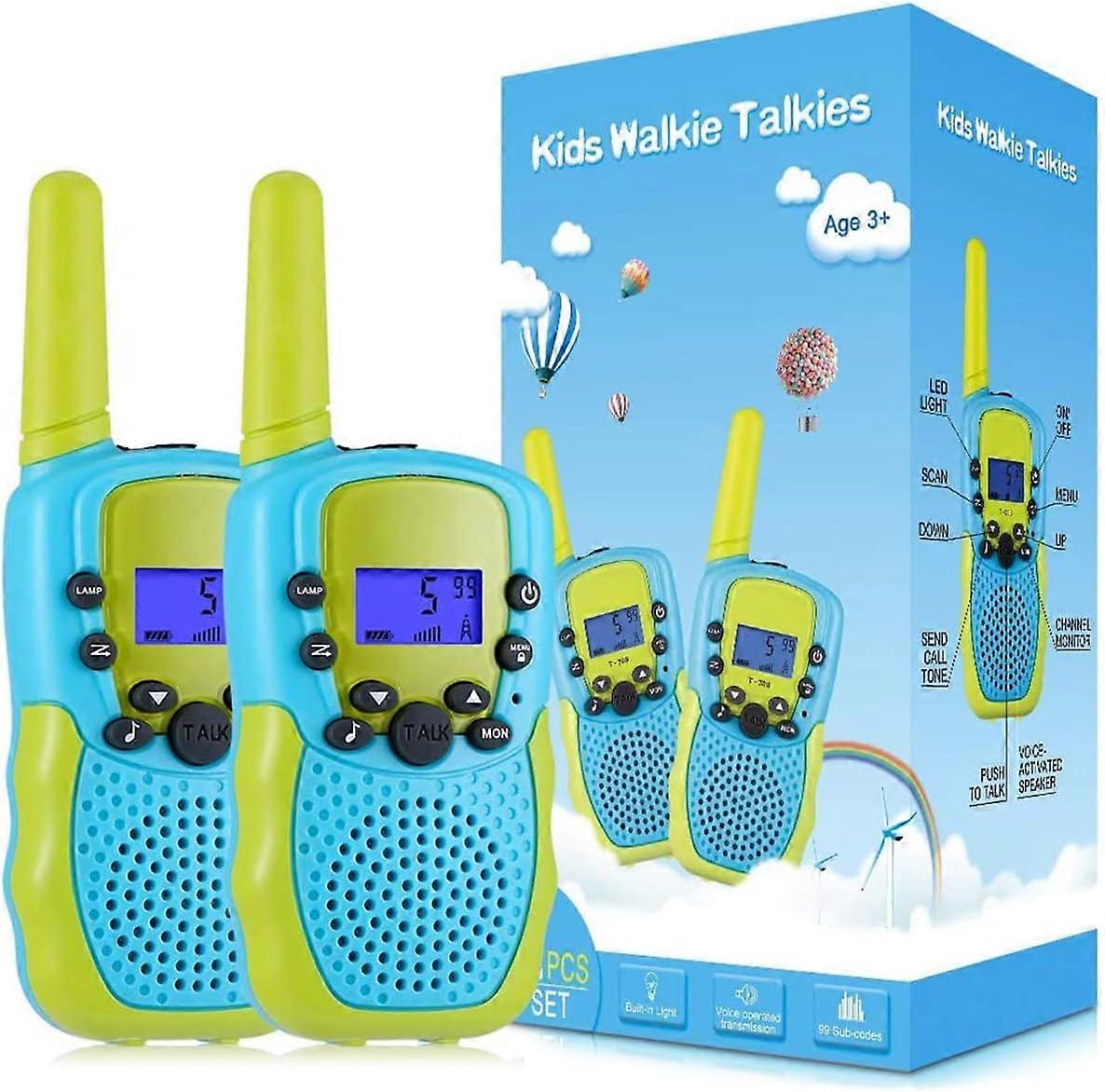 Walkie Talkie Barn för pojkar 8 kanaler 2-vägs radio (blå-grön)