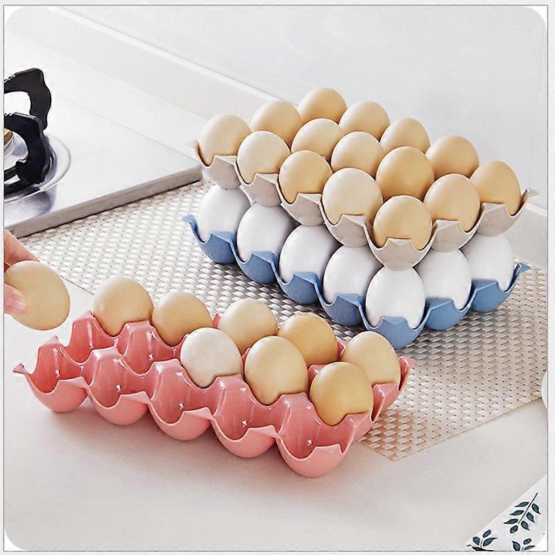 3 PCS Storage Box 15 Egg Racks Egg Storage Fridge Plastic Egg Box Egg Holder Trays Stackable Fridge Storage for Kitchen Fridges Keep Fresh
