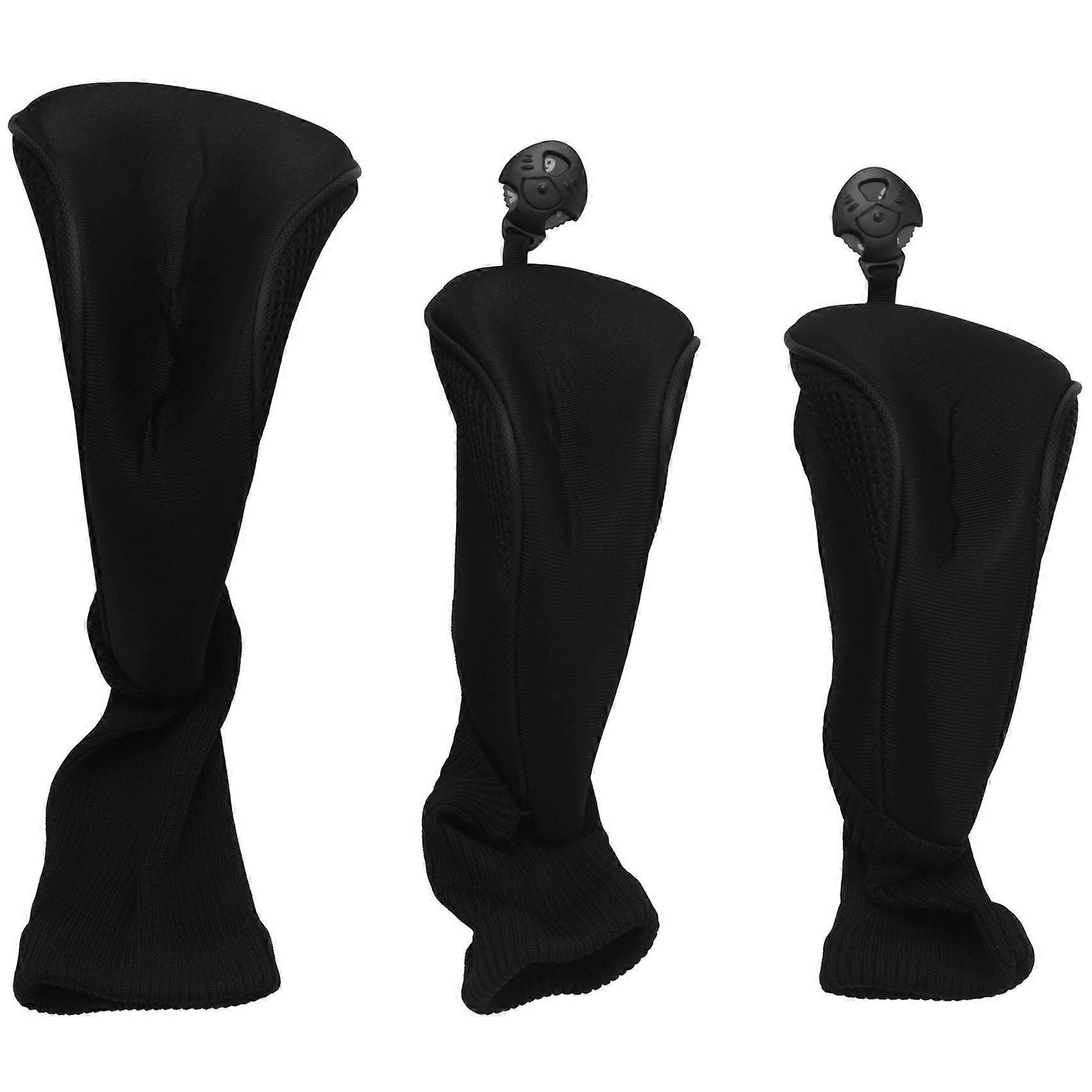 Black Golf Head Covers Driver 1 3 5 Fairway Woods Headcovers for Golf Club Fits All Fairway and Driver Clubs 3Pcs